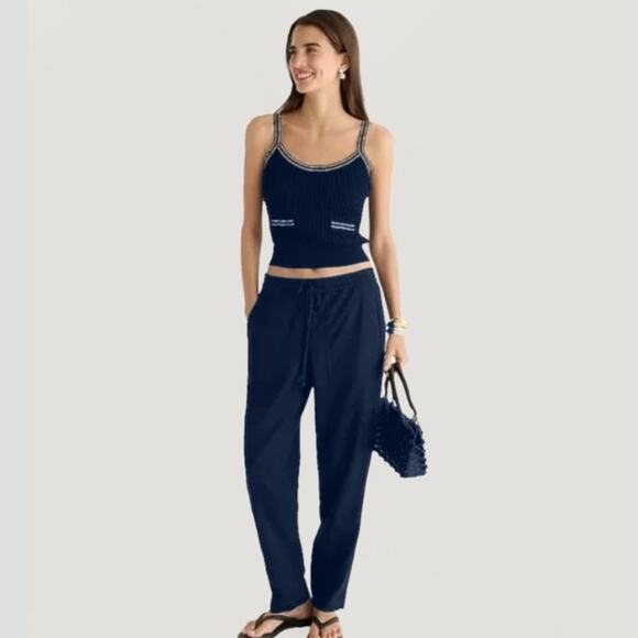 J. Crew Seaside Pant in Linen Blend Navy Size XXL Style - Picture 1 of 8